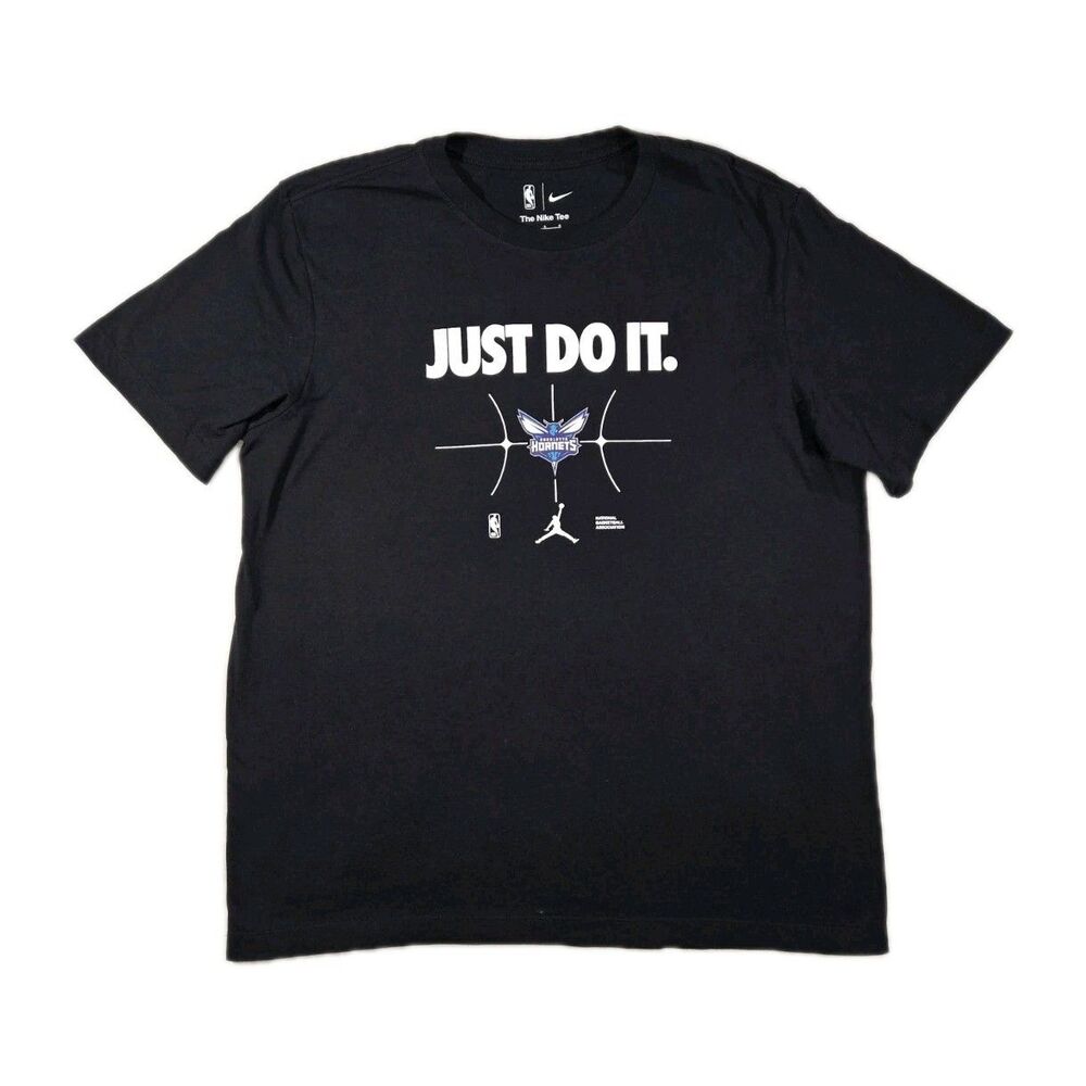Mens The Nike Tee NBA Charlotte Hornets Just Do It T Shirt Black Large